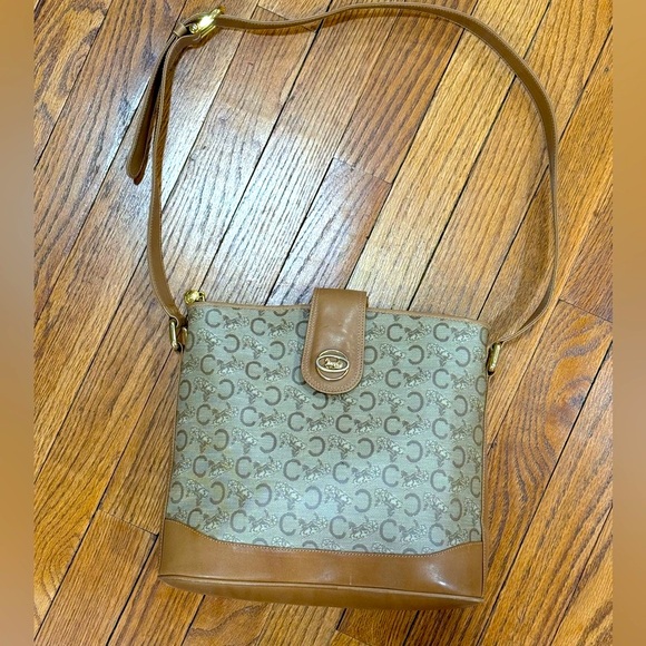 Celine Vintage Macadam Crossbody Bag Horse Carriage Canvas Leather Shoulder bag - Picture 4 of 16